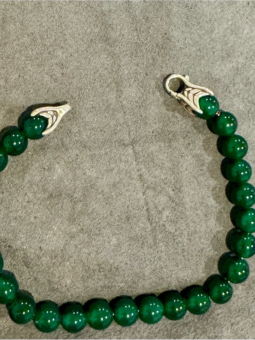 David Yurman 925 Sterling Silver 8mm Green Onyx Spiritual Bead Bracelet 8.5”
